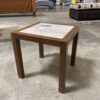 Modern Walnut Framed Travertine End Table