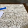 Modern Walnut Framed Travertine End Table
