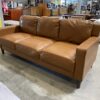 Caramel Faux Leather Recessed Back Sofa