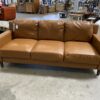 Caramel Faux Leather Recessed Back Sofa