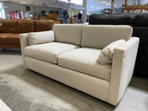 Off-White Canvas Metal Frame Sofa