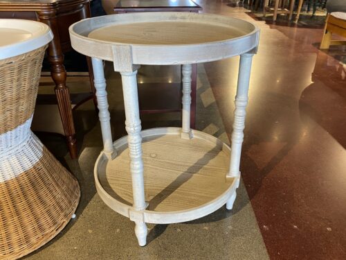 Rustic Round Dove Grey 2-Tier Table