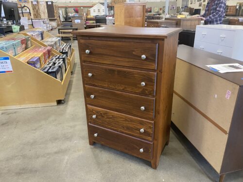 Dark Oak Finished Rustic 5 Drawer Dresser