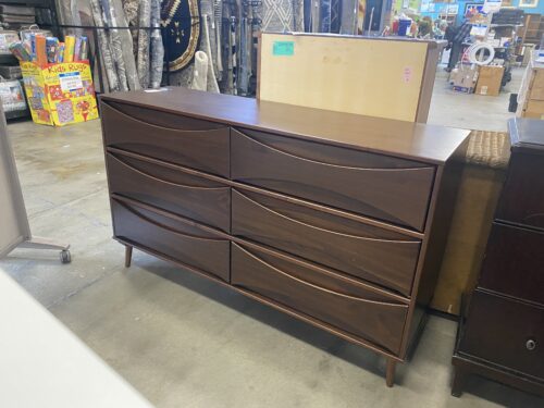 WALKER EDISON Atticus Mid-Century Modern Walnut Finished 6 Drawer Dresser