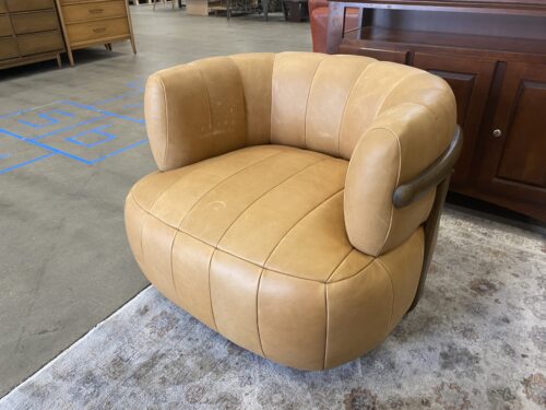 NEIMAN MARCUS Doss Palermo Cognac Leather Swivel Chair