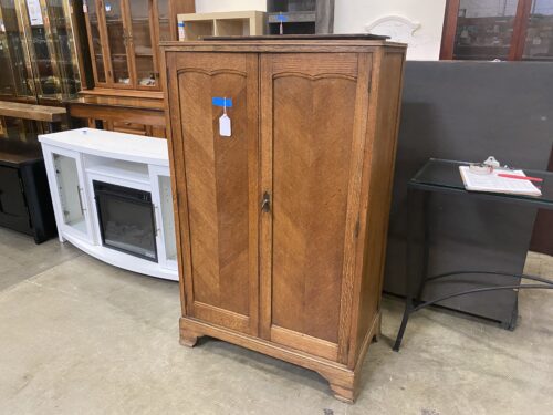 Oaky Vintage Herringbone Grained Armoire