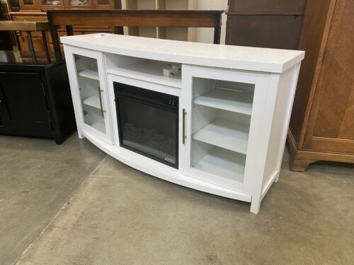 TWIN STAR Rossville White TV Stand and Faux Fireplace