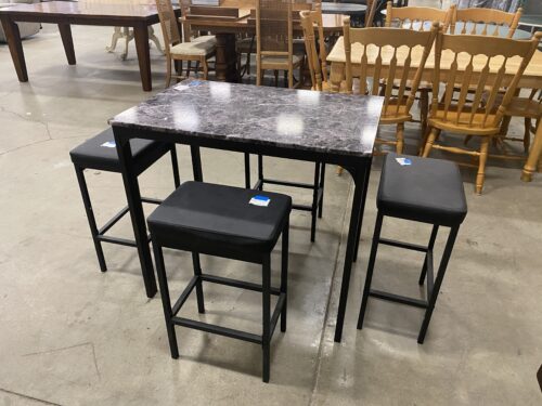 Balck Metal and Faux Marble 5 Piece Dining Set