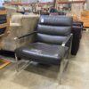 Metal Framed Deep Brown Leather Arm Chair