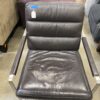 Metal Framed Deep Brown Leather Arm Chair