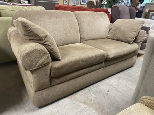 Light Brown Loveseat w/ Arm Covers
