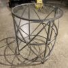 Round Silver Glass Top Side Table