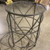 Round Silver Glass Top Side Table