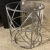 Round Silver Glass Top Side Table