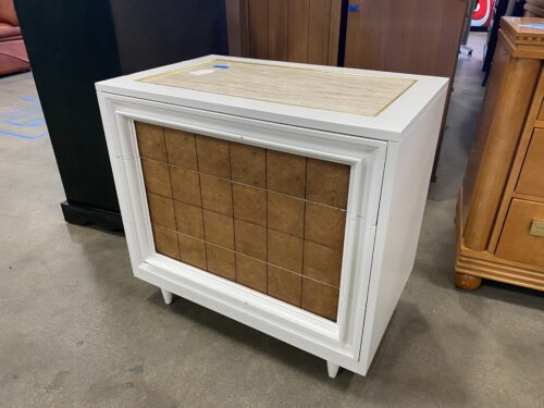 Marble Topped Burl Faced Secert Drawers Nightstand