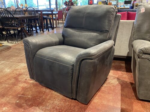 Plump Stone Grey  Manual Recliner w/ Contrast Stitching
