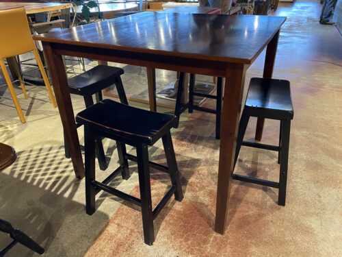 Leggy Square Dining Table & 4 Stools