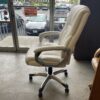 White Faux Leather Plush Rolling Office Chair