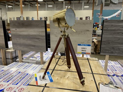 Nautical Brass and Red Wood Adjustable Tripod Spot Light