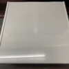 Square White Glass Top Rolling Coffee Table