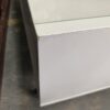 Square White Glass Top Rolling Coffee Table