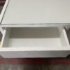 Square White Glass Top Rolling Coffee Table