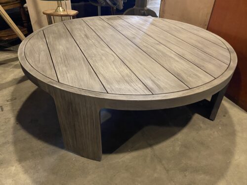 NEW! RESTORATION HARDWARE Sedona Round Teak Coffee Table, Aged
