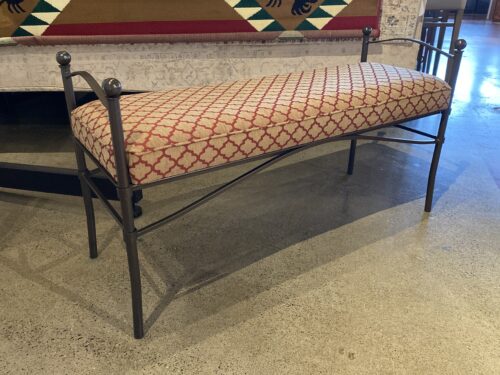 Metal Frame Bench w/ Gold & Maroon Cushion