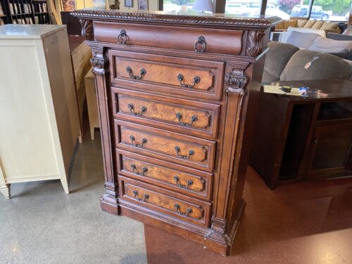 Ornate Dark Wood Chest of Drawers with Rope Trim