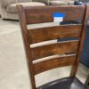 Set of 5 Wide Rung Black Leather and Cherry Wood Dining Chairs