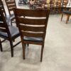 Set of 5 Wide Rung Black Leather and Cherry Wood Dining Chairs