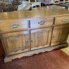 Rustic Wood Buffet with Cabinets and Drawers