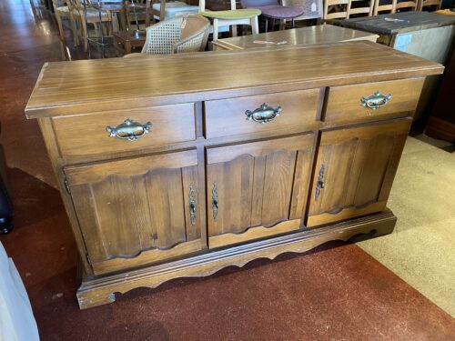 Rustic Wood Buffet with Cabinets and Drawers