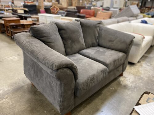 FACTORY SELECT Charcoal Grey Suede Loveseat
