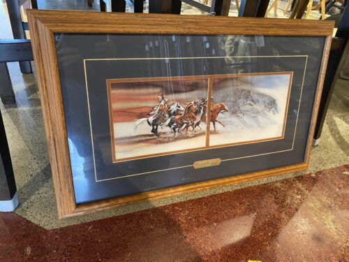 Print - Wolves of the Crow with Oak Frame