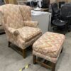 Sherbert Chevron Accent Chair With Ottoman