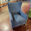 Modern Fabric Wing Chair in Blue