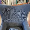 Modern Fabric Wing Chair in Blue