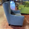 Modern Fabric Wing Chair in Blue