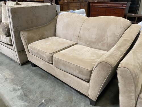 Light Brown Arching Fabric Loveseat