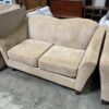 Light Brown Arching Fabric Loveseat