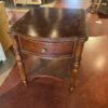 BASSETT Traditional Dark Wood End Table with Turned Legs