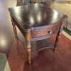 BASSETT Traditional Dark Wood End Table with Turned Legs