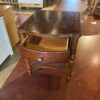 BASSETT Traditional Dark Wood End Table with Turned Legs