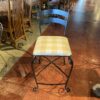 Black Wrought Iron Counter Stool with Plaid Cushion