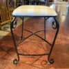 Black Wrought Iron Counter Stool with Plaid Cushion