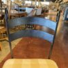 Black Wrought Iron Counter Stool with Plaid Cushion