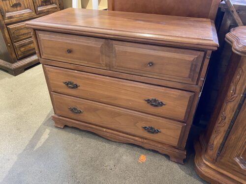 Wood Dresser with Decorative Top Drawers and Bronze Hardware