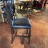 Dark Wood Slat Back Bar Stool with Black Upholstered Seat