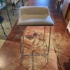 STEELCASE Taupe Leather Backless Bar Stool